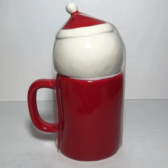 Rae Dunn Red Let it Snow Christmas Mug with Snowman Topper - Picture 3 of 5